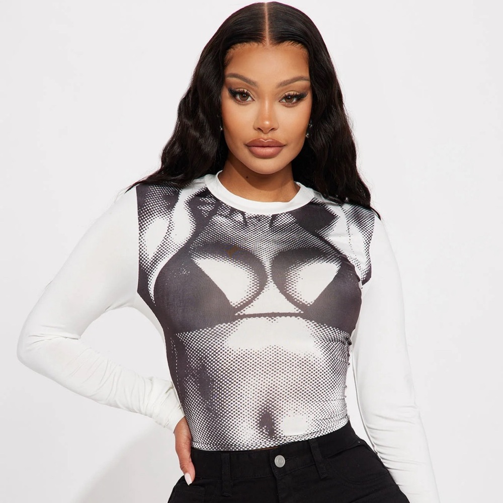 White Bra Long Sleeve Top